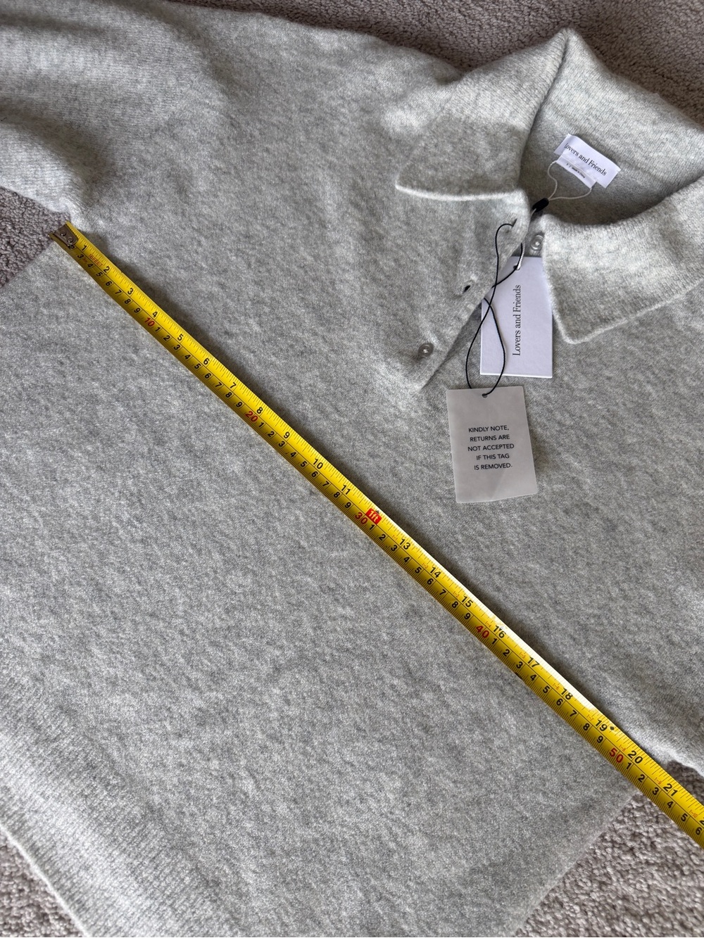 NWT Lovers and Friends Ivy Polo Sweater Light Grey S Soft Collared Revolve - Picture 8 of 12